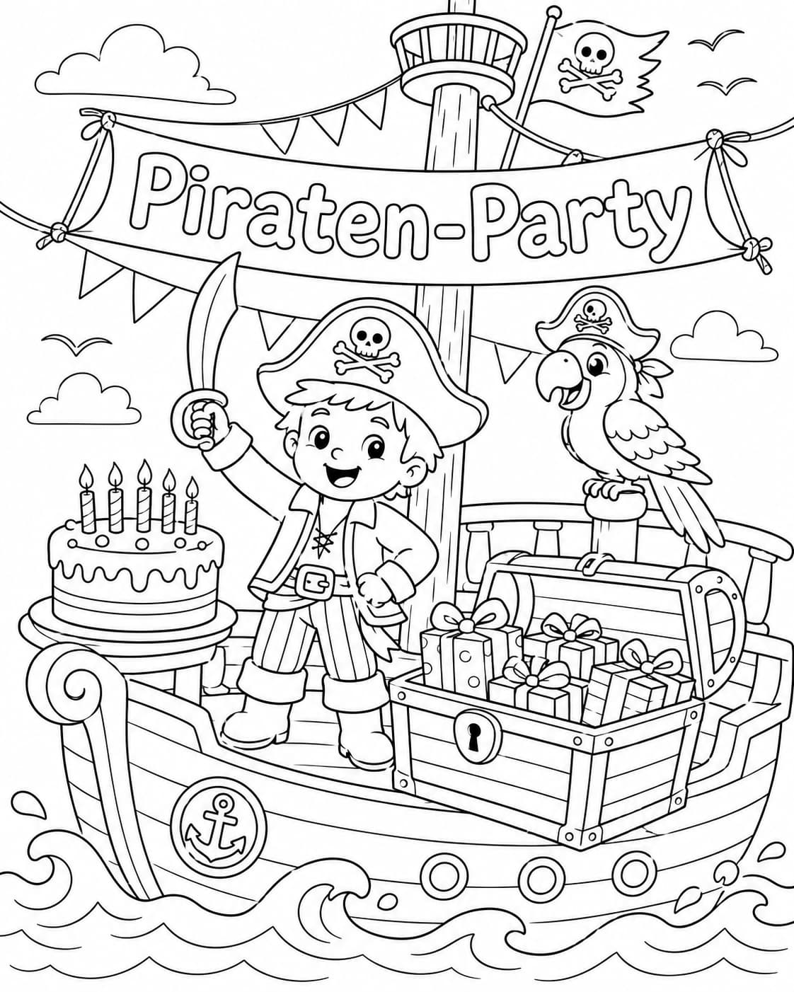 Geburtstag Motiv 9 als kostenloses Ausmalbild für Kinder